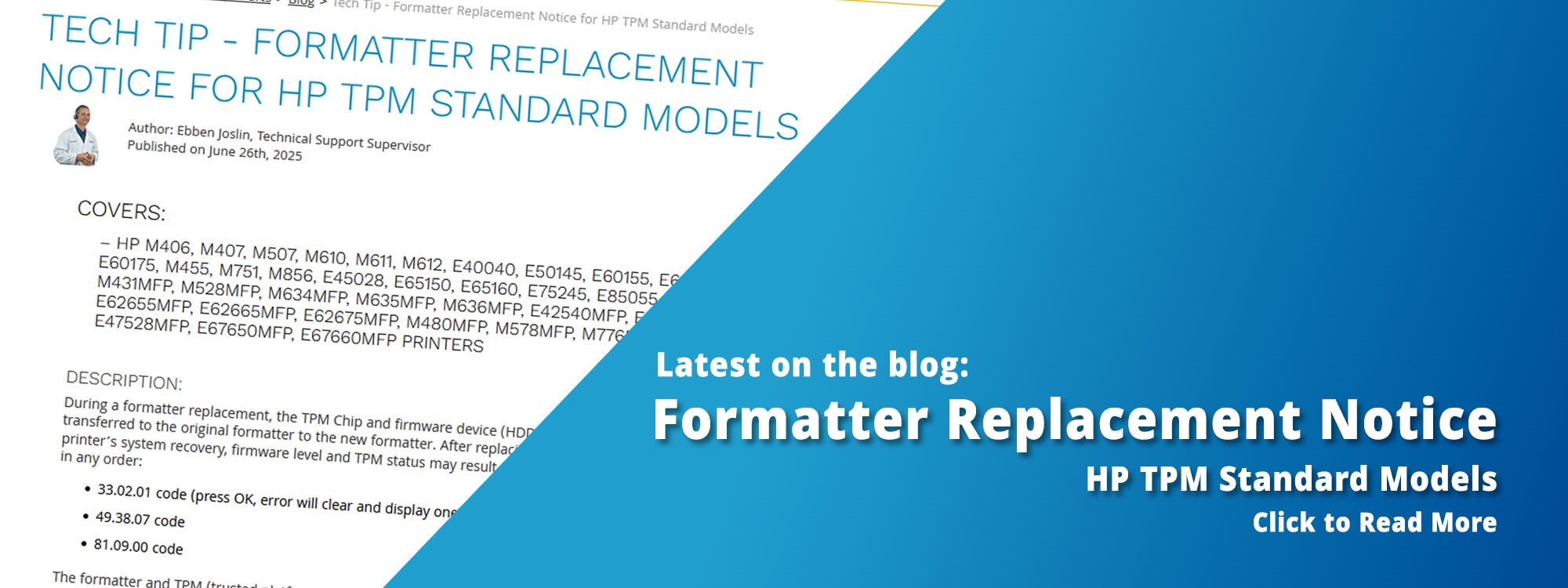 New Blog Formatter Replacement Notice HP TPM Standard Models
